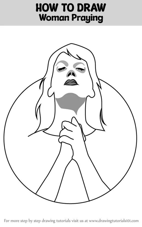 How to Draw Woman Praying (Other People) Step by Step