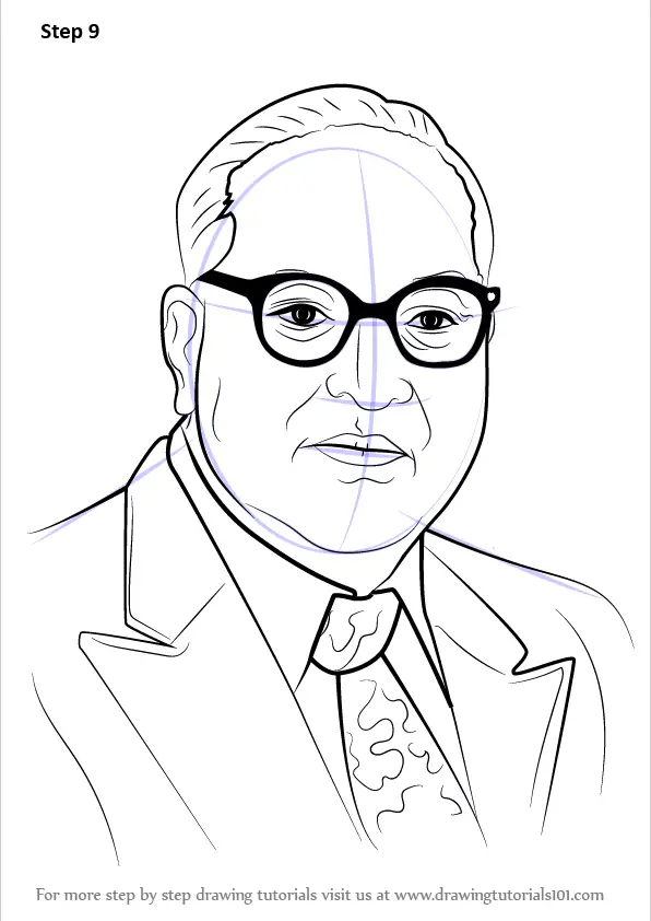 to face from how draw angle (Politicians) How Step Learn Draw to Ambedkar by Babasaheb