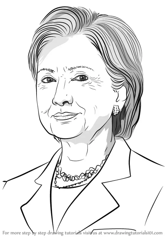 Learn How to Draw Hilary Clinton (Politicians) Step by Step : Drawing