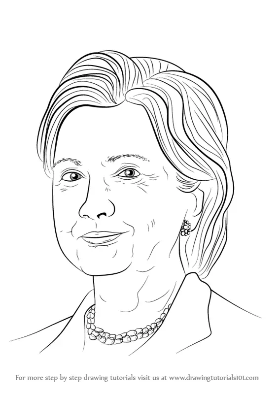 Learn How to Draw Hillary Clinton (Politicians) Step by Step : Drawing