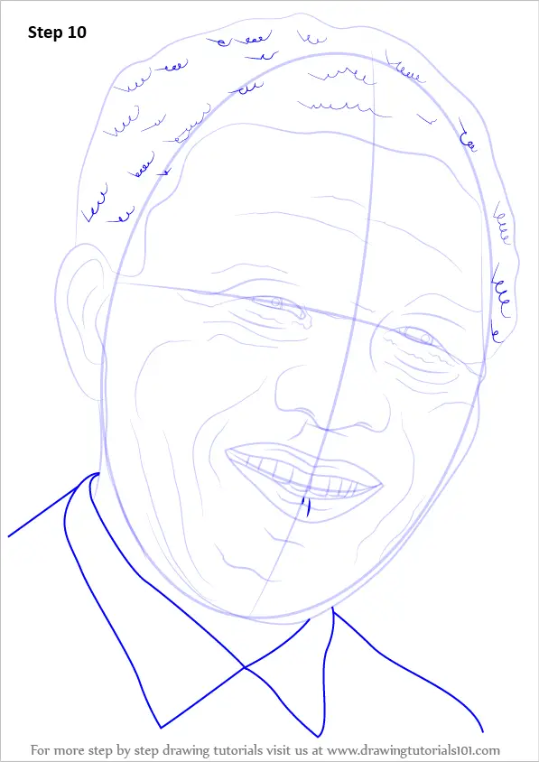 Step by Step How to Draw Nelson Mandela Face : DrawingTutorials101.com