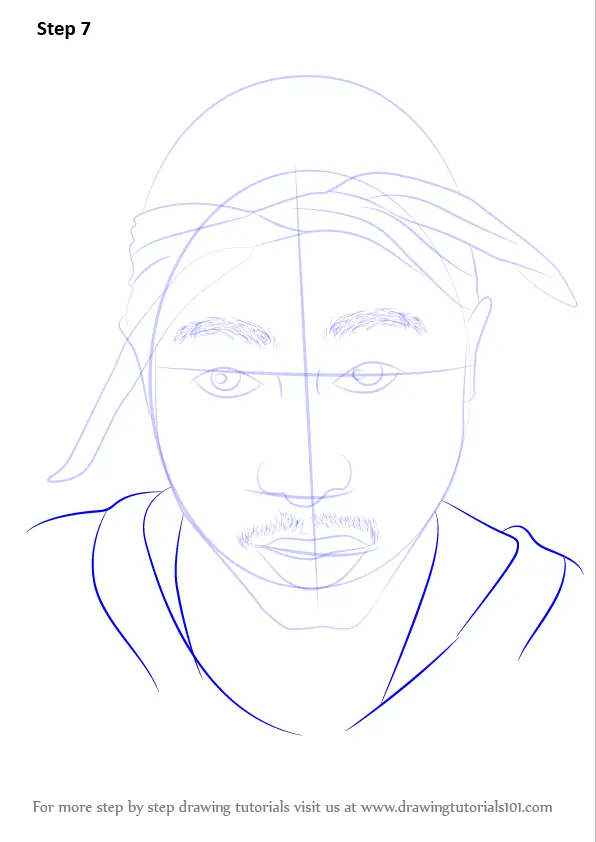 Step by Step How to Draw 2pac : DrawingTutorials101.com