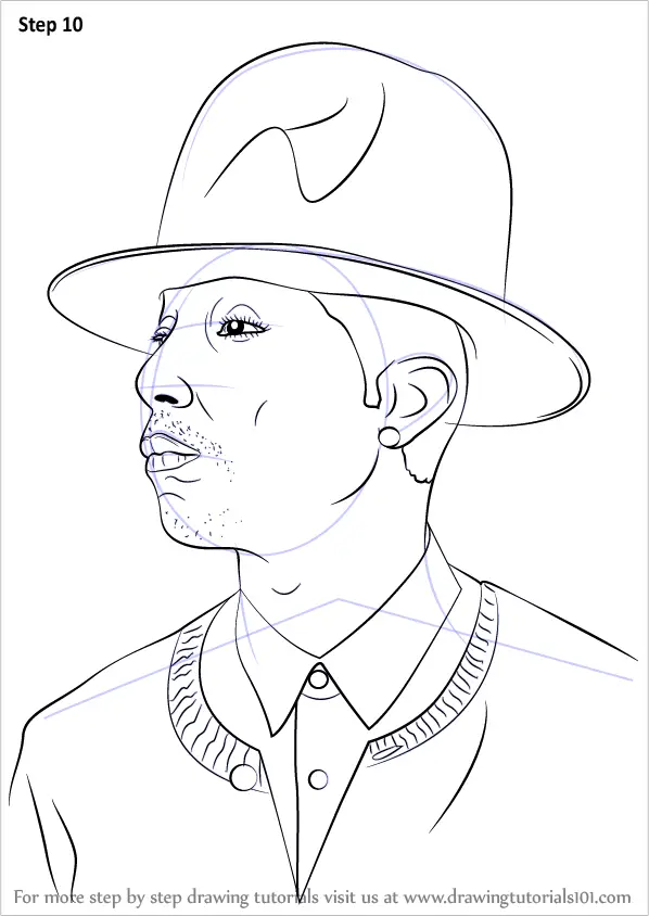 How to Draw Pharrell Williams (Rappers) Step by Step ...