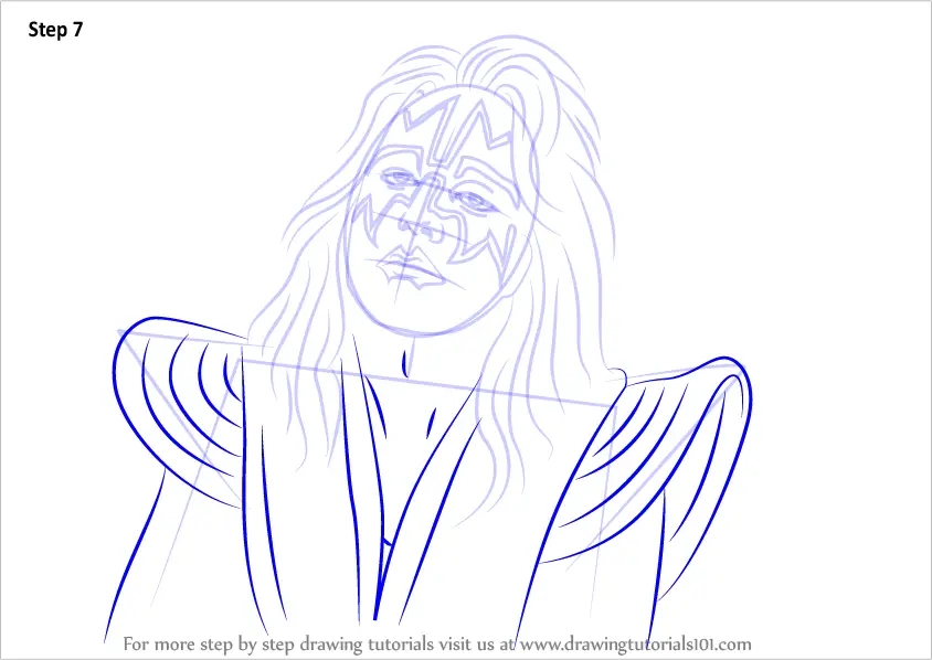 Learn How to Draw Ace Frehley (Singers) Step by Step : Drawing Tutorials