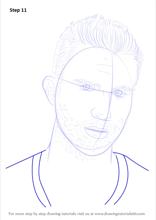 How to Draw Adam Levine (Singers) Step by Step | DrawingTutorials101.com