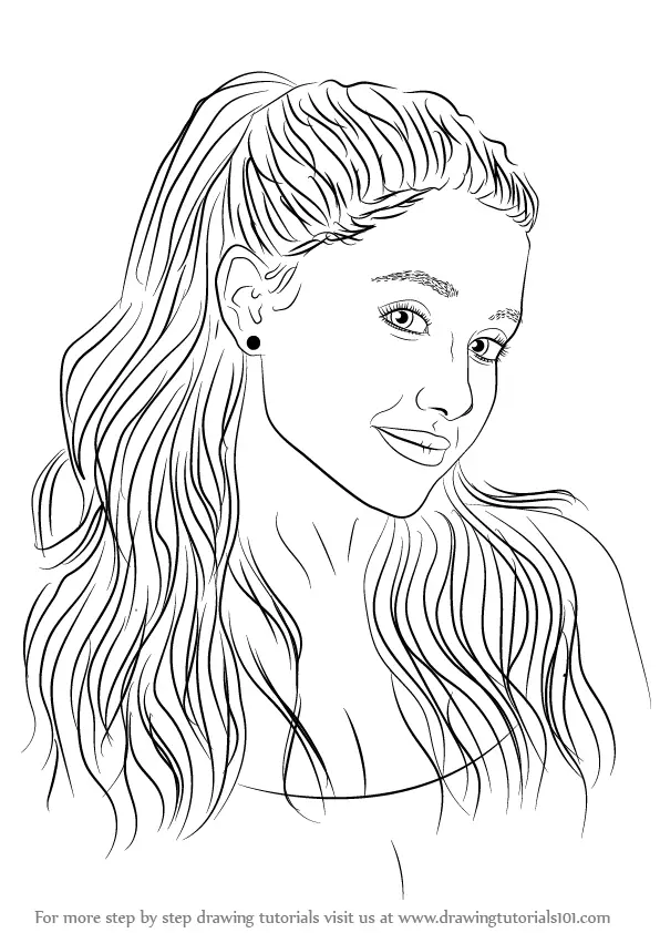 How to Draw Ariana Grande (Singers) Step by Step | DrawingTutorials101.com