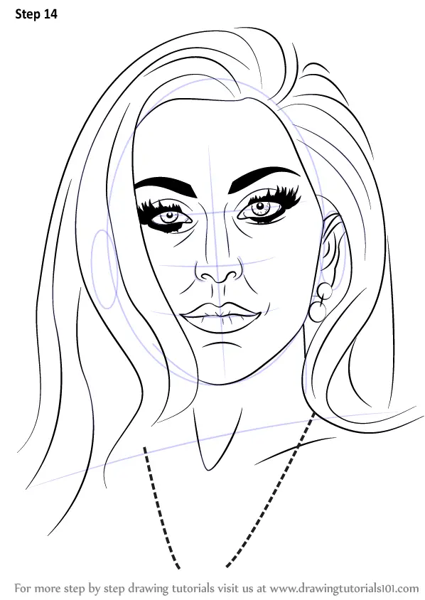 Learn How to Draw Lady Gaga (Singers) Step by Step Drawing Tutorials