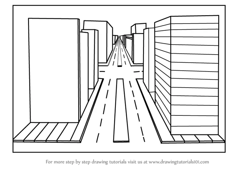 Learn How to Draw One Point Perspective City (One Point Perspective