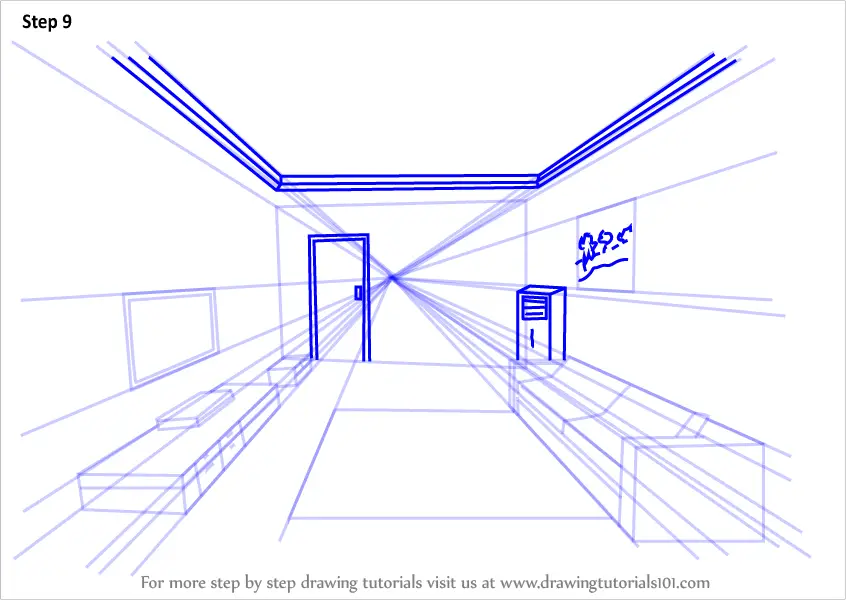 Learn How to Draw One Point Perspective Room (One Point Perspective