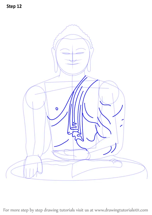 How to Draw a Buddha Meditating (Buddhism) Step by Step