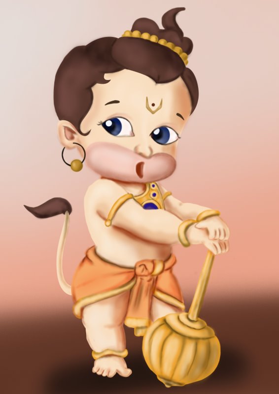 Step by Step How to Draw Baby Hanuman : DrawingTutorials101.com
