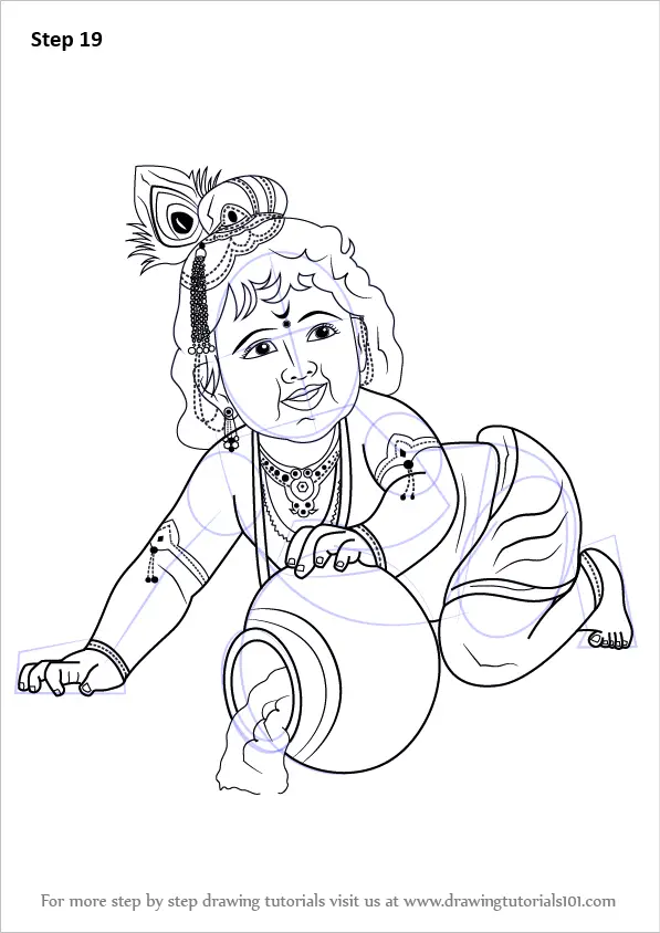 Learn How to Draw Baby Lord Krishna (Hinduism) Step by Step Drawing