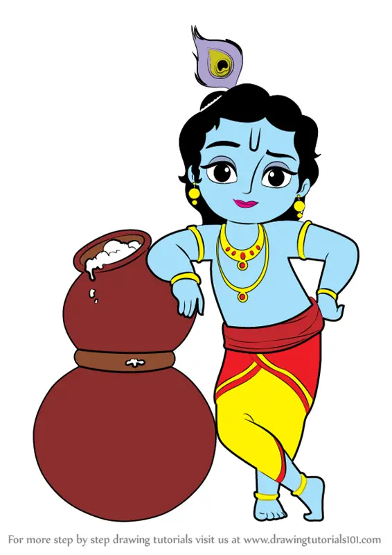 How to Draw Bal Krishna (Hinduism) Step by Step