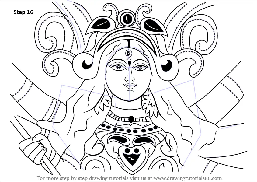 Durga face art  Durga face drawing  Gallery of Gods