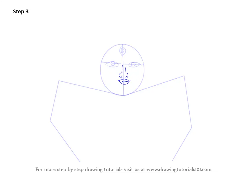 Learn How to Draw Durga Devi Face Hinduism Step by Step Drawing 