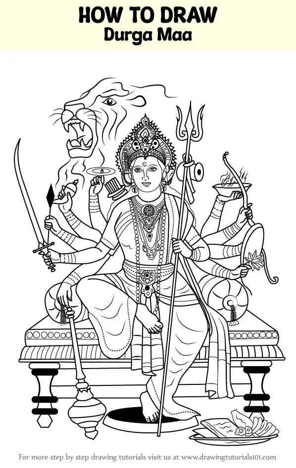 Durga Drawing Abstract - Durga Maa Face Drawing - 900x1226 PNG Download -  PNGkit