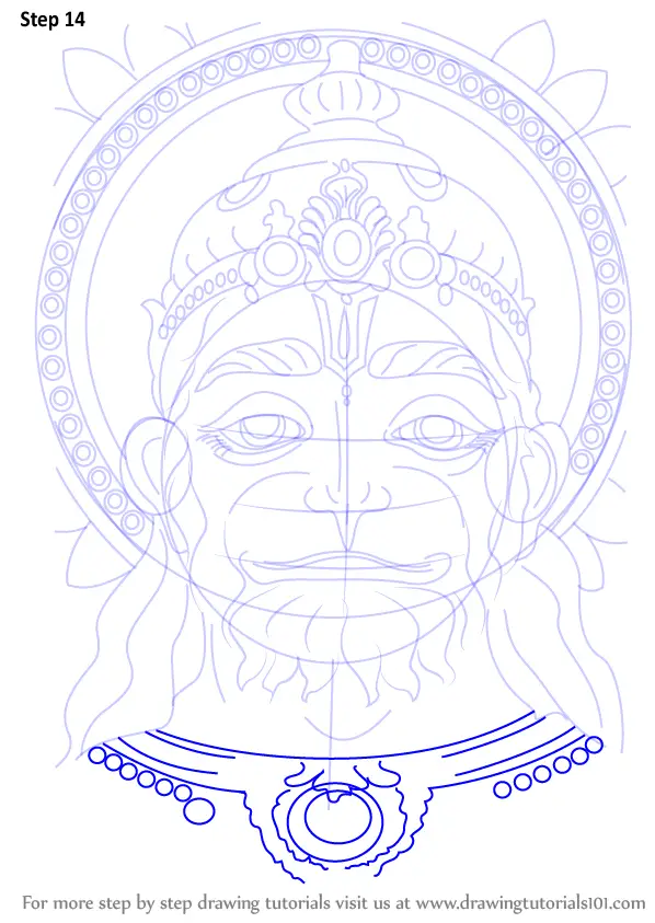 Step by Step How to Draw Hanuman Face 