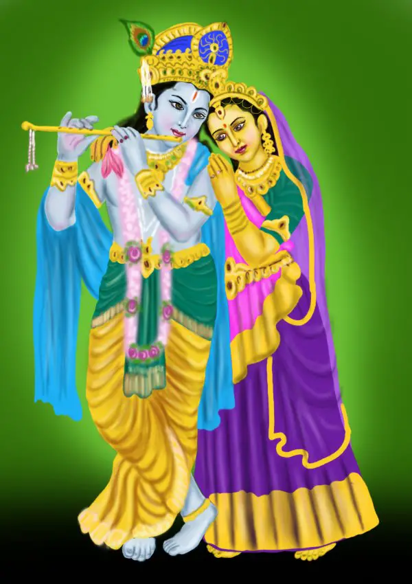Simple Radha Krishna Drawing With Colour
