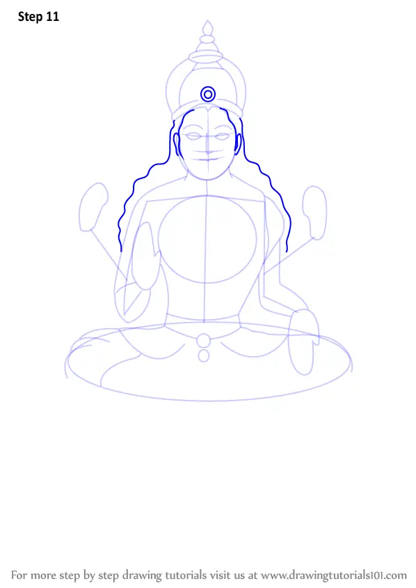 How to Draw Lakshmi Mata (Hinduism) Step by Step | DrawingTutorials101.com