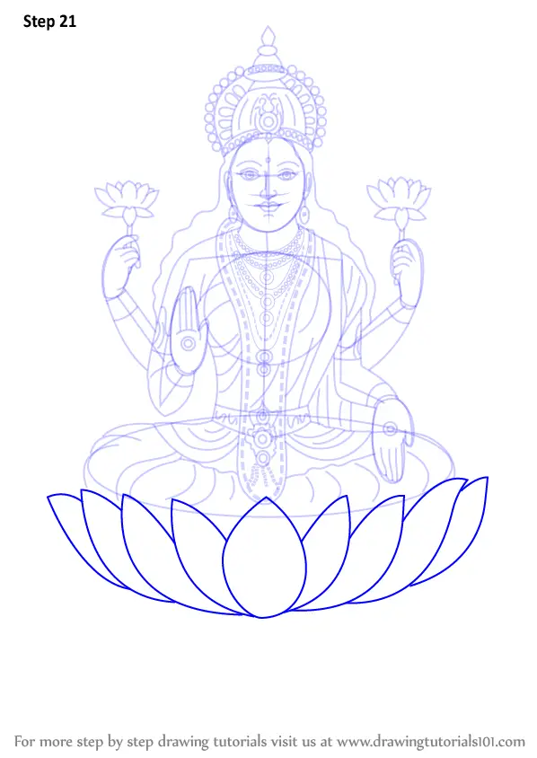 A pencil sketch of Goddess Lakshmi - Artwork by Shruti S - Art - Spenowr