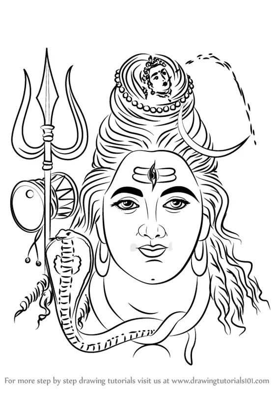 Learn How to Draw Lord Shiva Face (Hinduism) Step by Step Drawing