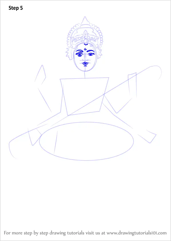 Learn How to Draw Saraswati (Hinduism) Step by Step : Drawing Tutorials