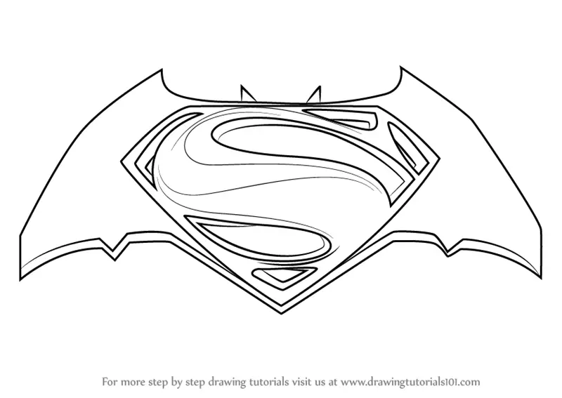 Step by Step How to Draw Batman v Superman Logo