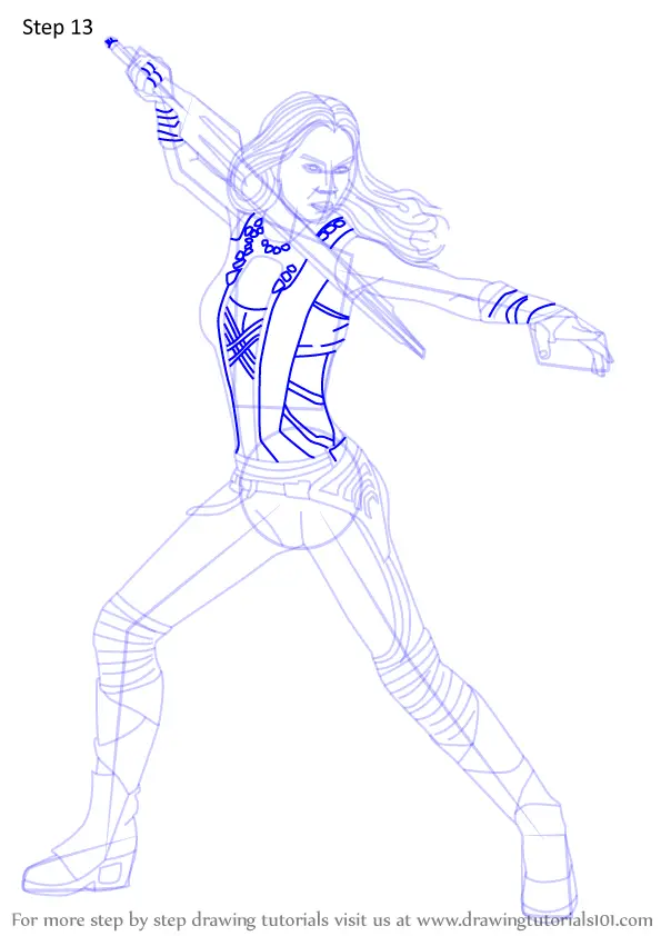 How to Draw Gamora from Guardians of the Galaxy (Guardians of the ...