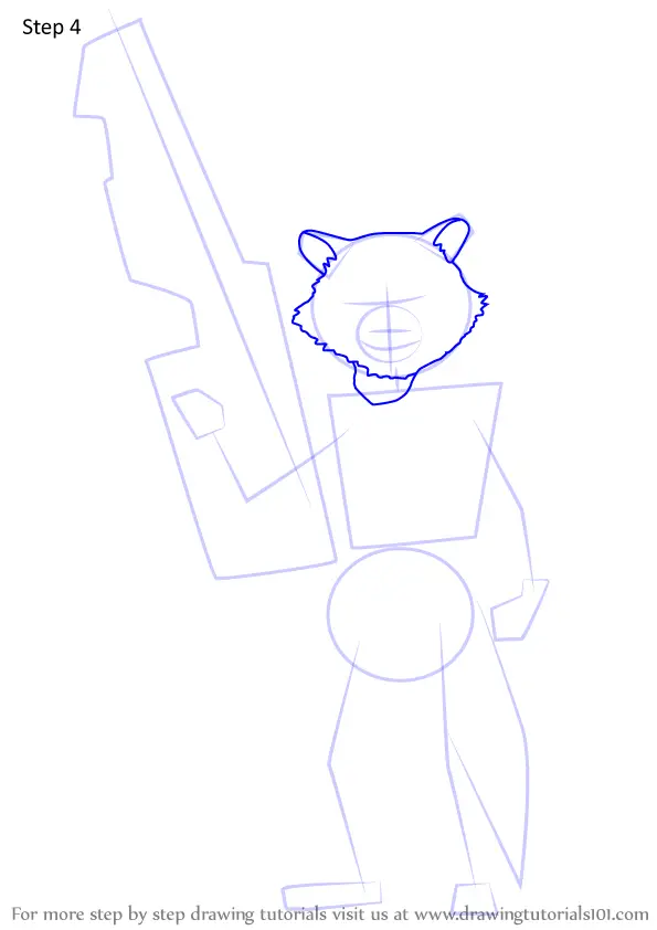 Learn How to Draw Rocket Raccoon from Guardians of the Galaxy