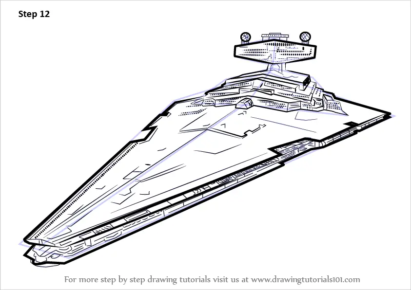 Step by Step How to Draw Imperial-class Star Destroyer from Star Wars