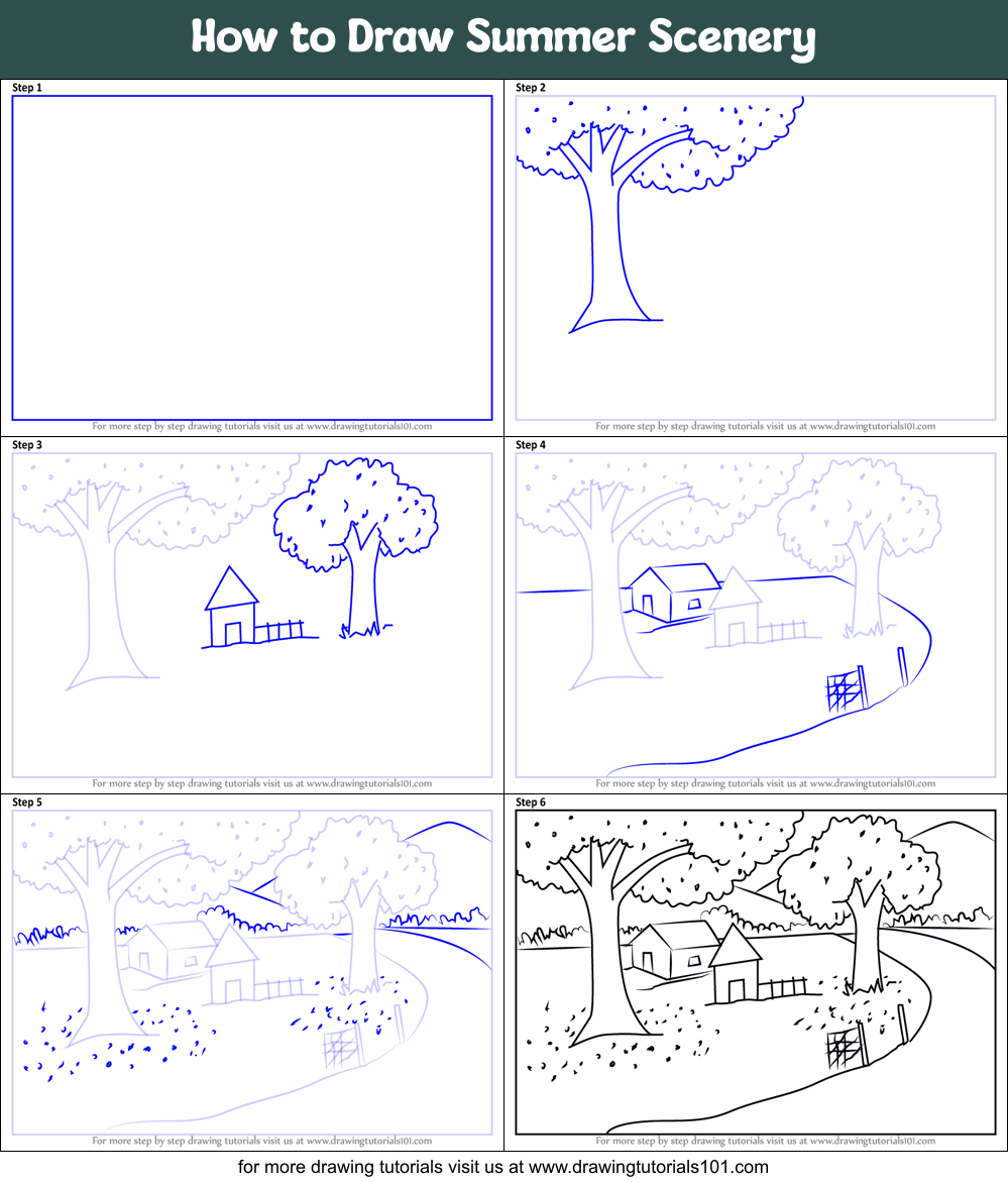 How to Draw Summer Scenery (Summer Season) Step by Step ...