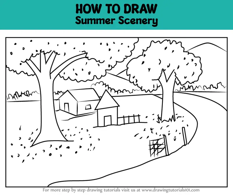 Summer Season Drawing Easy | How to Draw Sea Beach Scenery Easy step by  step | Beach Scenery Drawing - YouTube