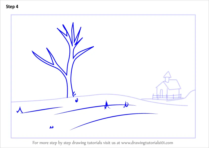 How to Draw Snow Scenery (Winter Season) Step by Step