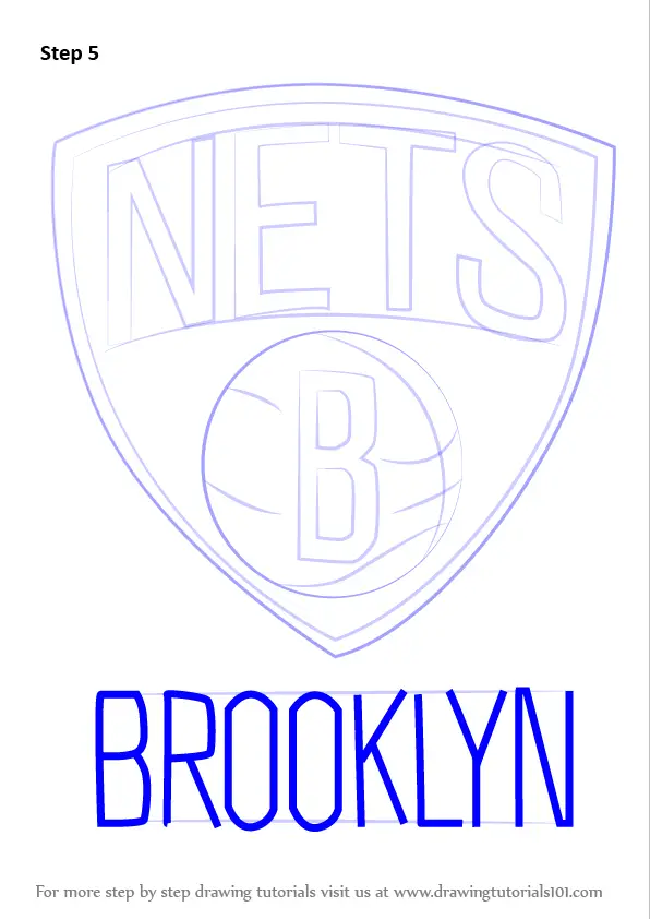 How to Draw Brooklyn Nets Logo (NBA) Step by Step | DrawingTutorials101.com