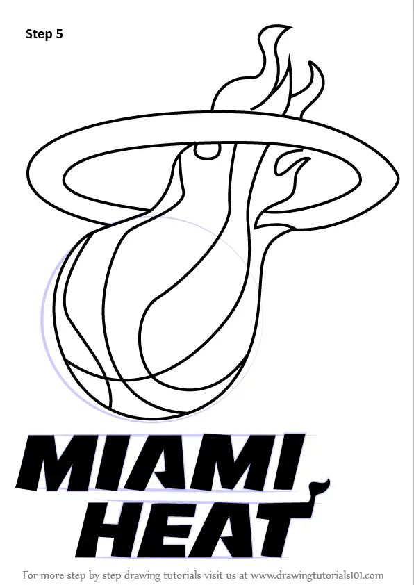 How to Draw Miami Heat Logo (NBA) Step by Step