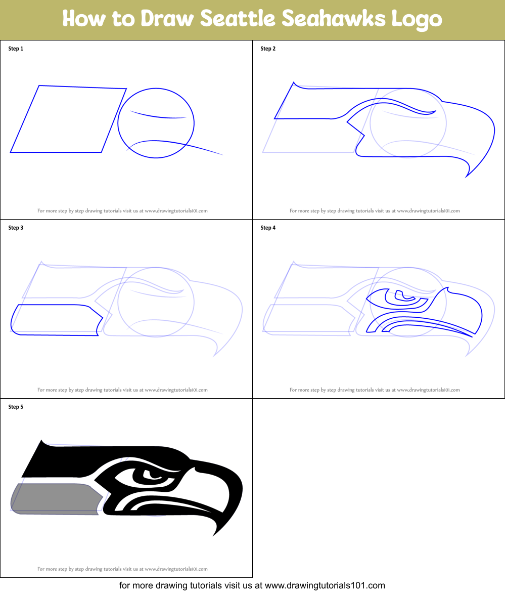 How To Draw Seattle Seahawks Logo Printable Step By Step Drawing Sheet 