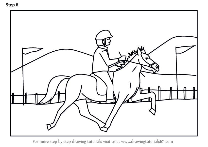 Learn How to Draw a Jockey riding Horse Scene Other 