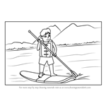 How to Draw Paddle Boarding Sports Scene