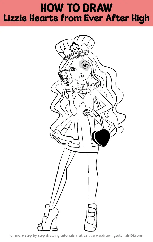 How to Draw Lizzie Hearts from Ever After High (Ever After High) Step ...