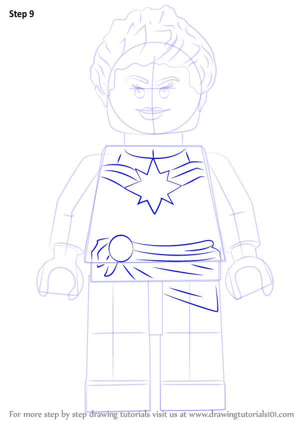 Learn How to Draw Lego Captain Marvel aka Carol Danvers (Lego) Step by