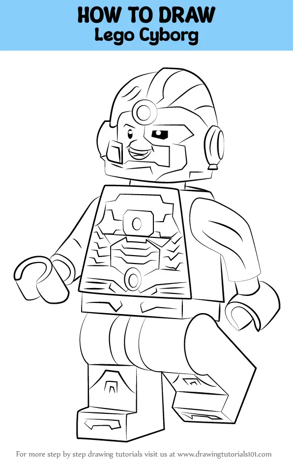 How to Draw Lego Cyborg (Lego) Step by Step | DrawingTutorials101.com