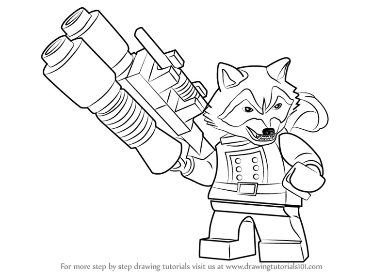 Learn How to Draw Lego Rocket Raccoon Lego Step by Step