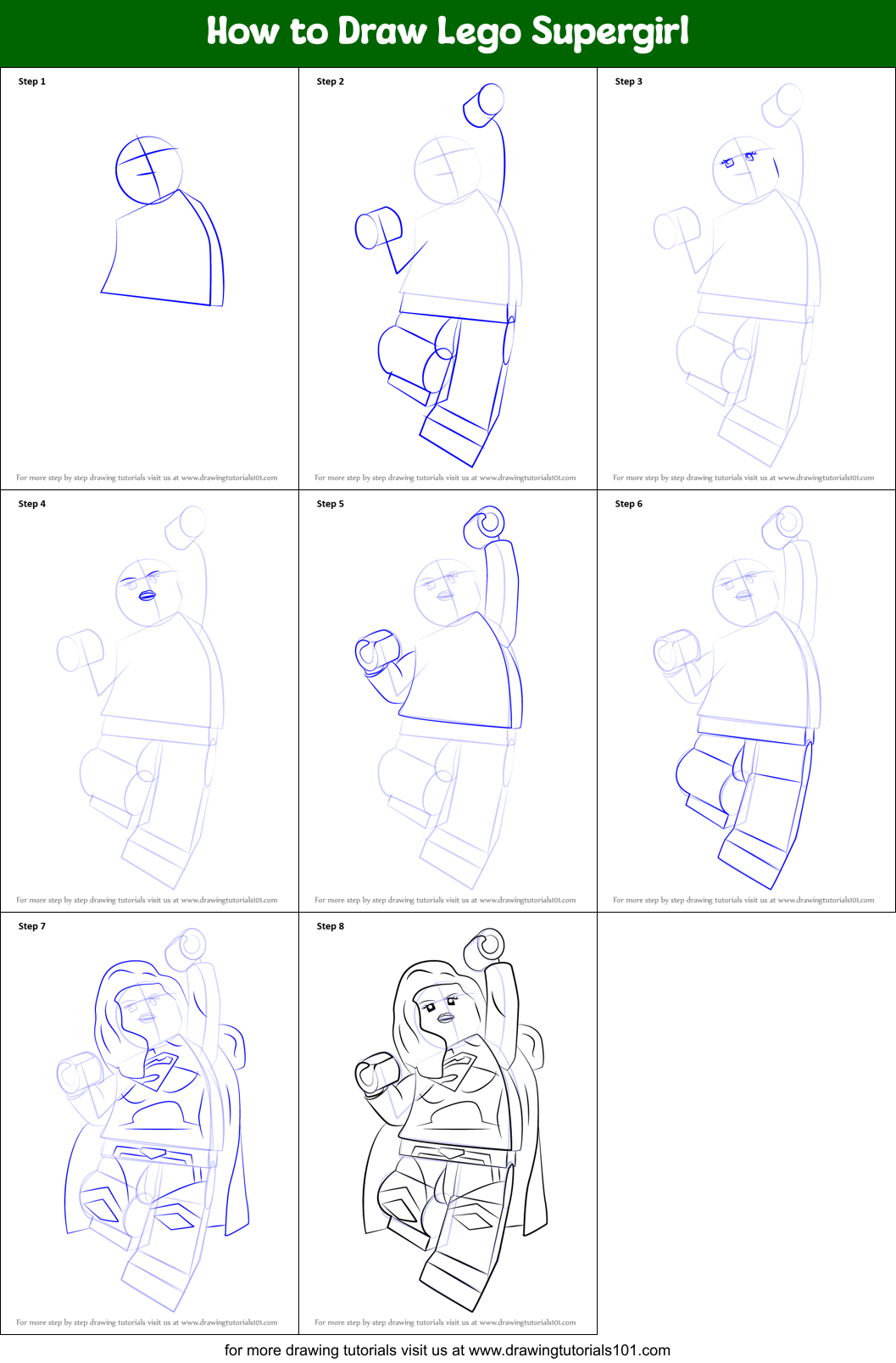 how to draw lego supergirl printable stepstep drawing