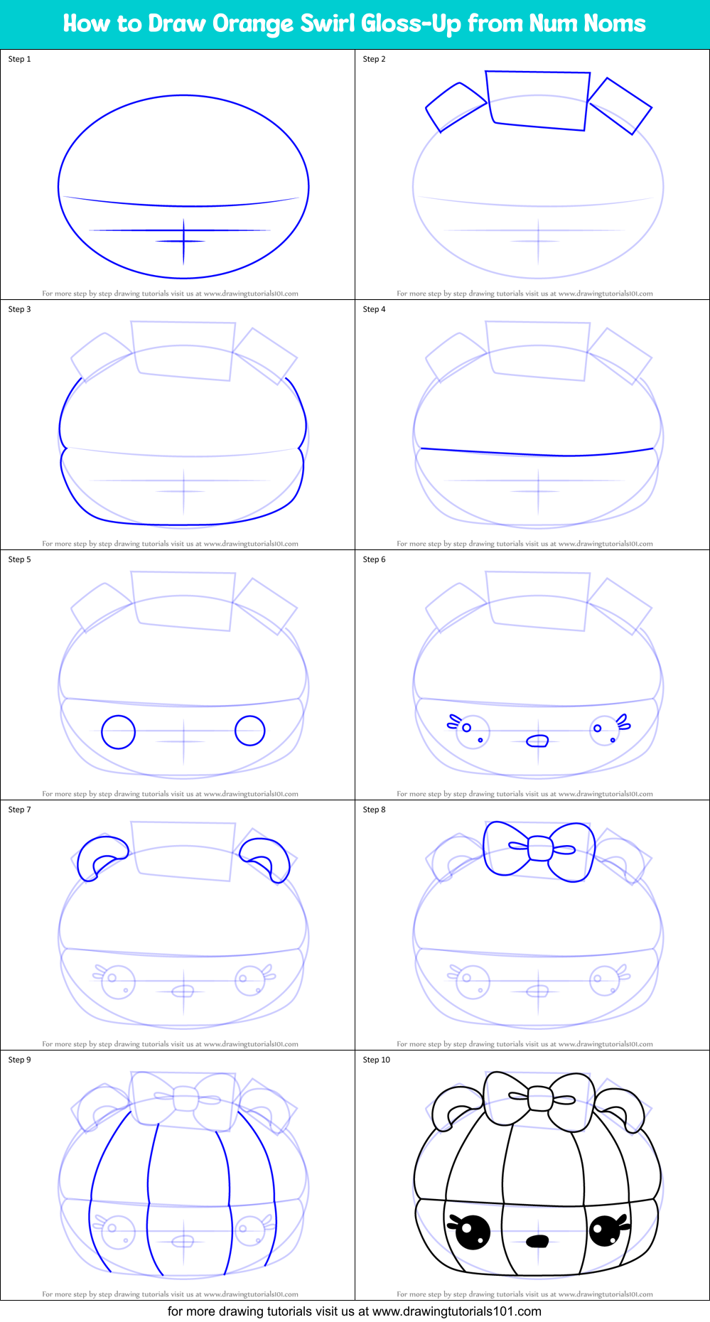 How to Draw Orange Swirl Gloss-Up from Num Noms printable step by step ...