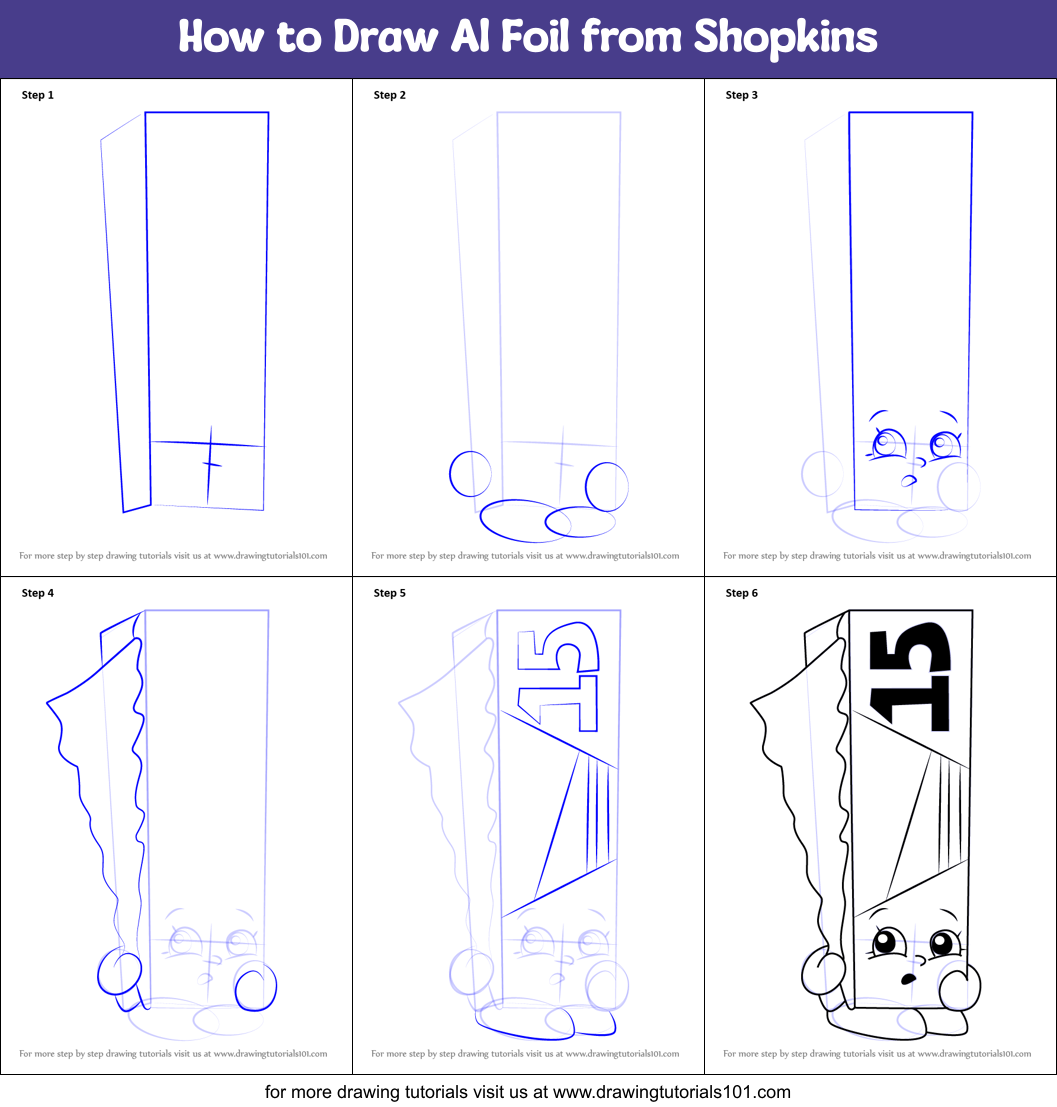 How to Draw Al Foil from Shopkins printable step by step drawing sheet