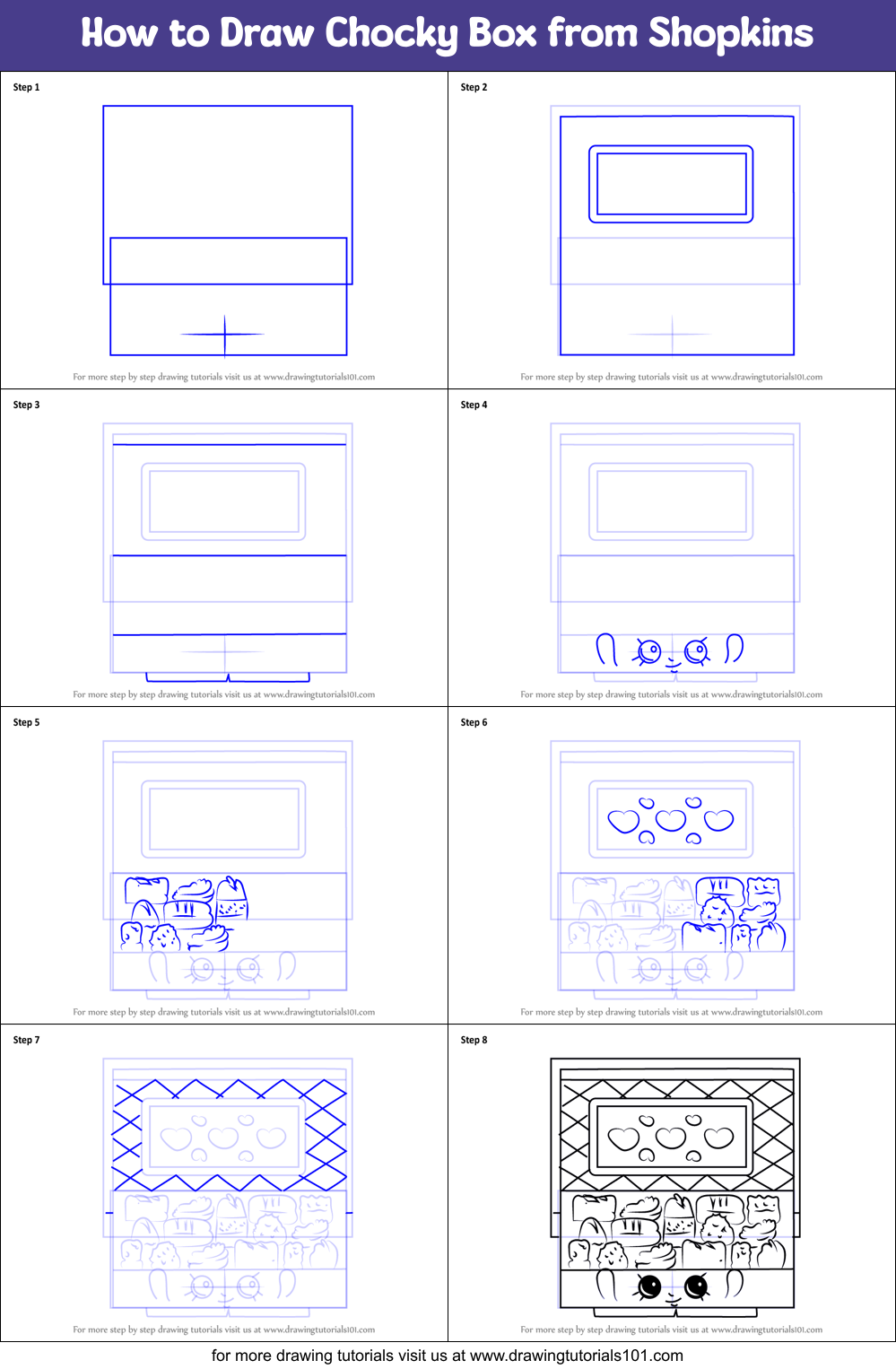 How to Draw Chocky Box from Shopkins printable step by step drawing