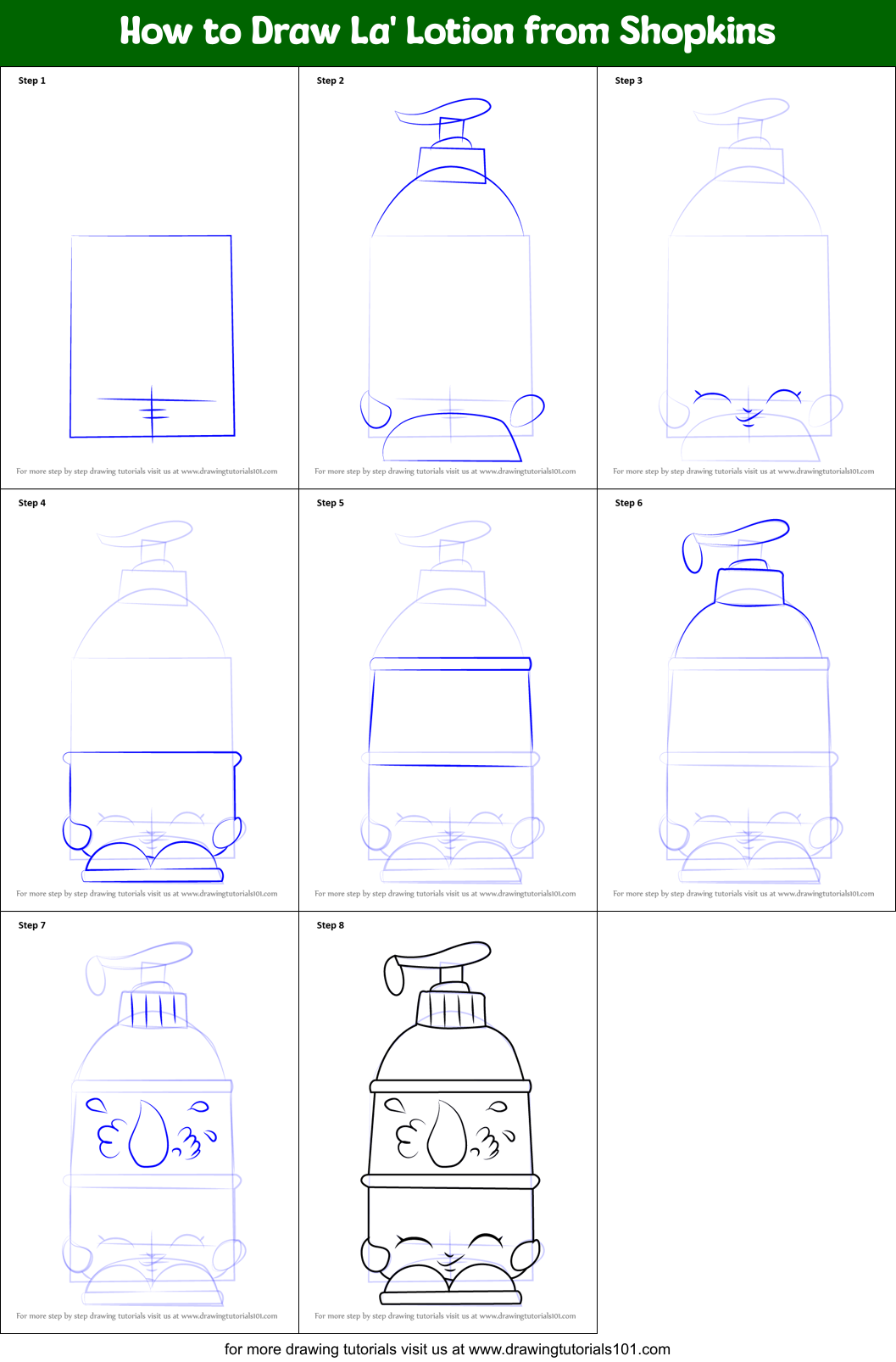 How To Draw La Lotion From Shopkins Printable Step By Step Drawing