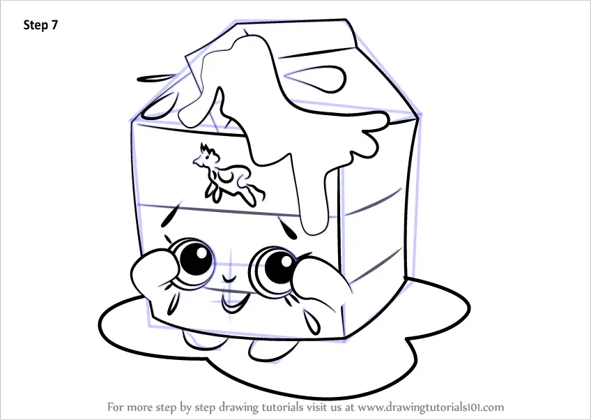 How To Draw Spilt Milk From Shopkins Shopkins Step By Step