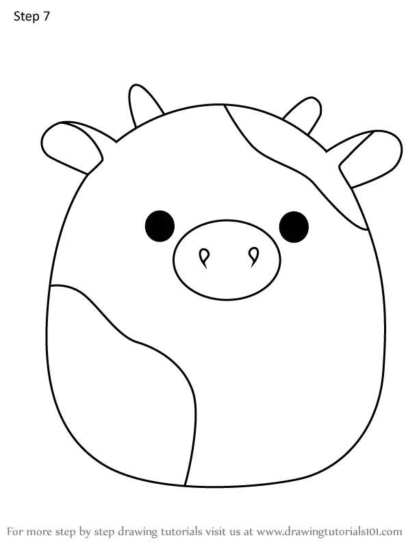 How to Draw Bodie the Cow from Squishmallows (Squishmallows) Step by ...