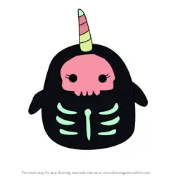 How to Draw Bufinda the Skeleton Narwhal from Squishmallows
